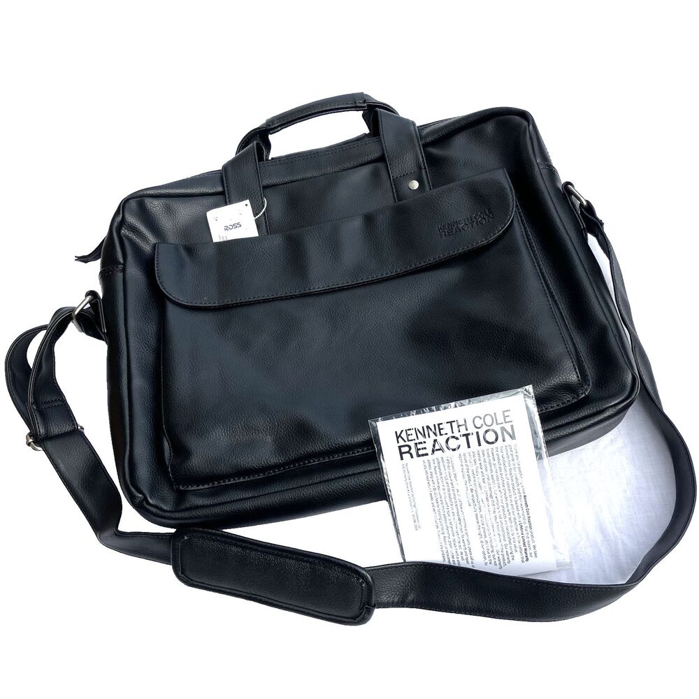 Kenneth Cole Reaction Briefcase NEW Messenger Laptop Bag 532295X Pebbled Black